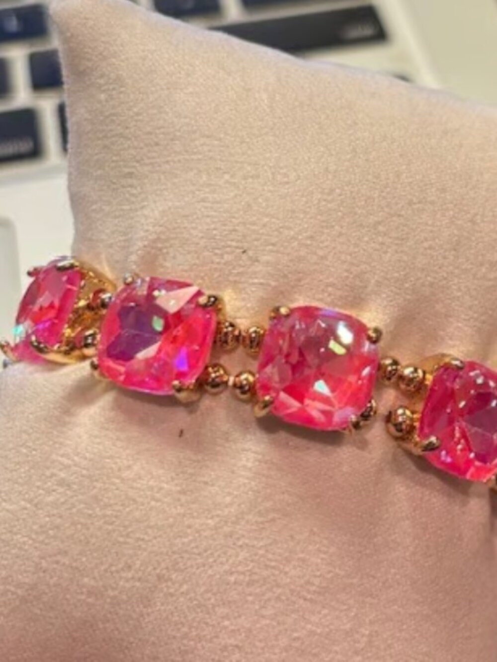 Jewel Candy Pink Gold Plated Stretch Bracelet